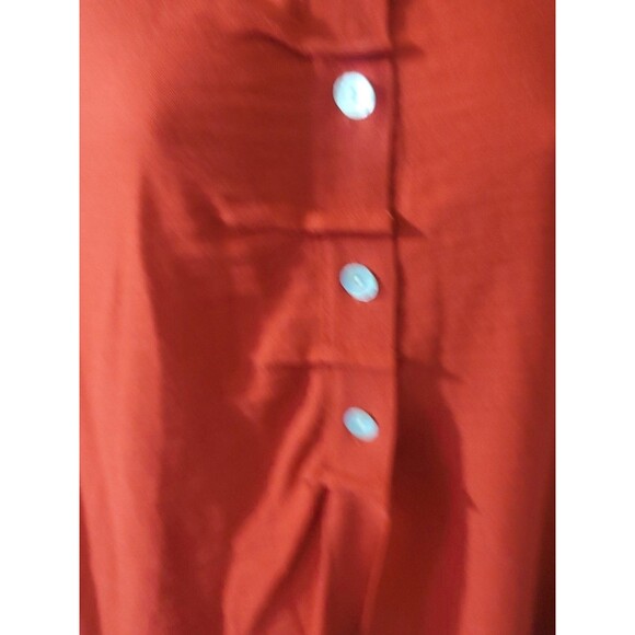 Vintage Christopher Calvin 1X Red Mandarin Nehru Collar Button Down Tunic Top - Picture 6 of 10